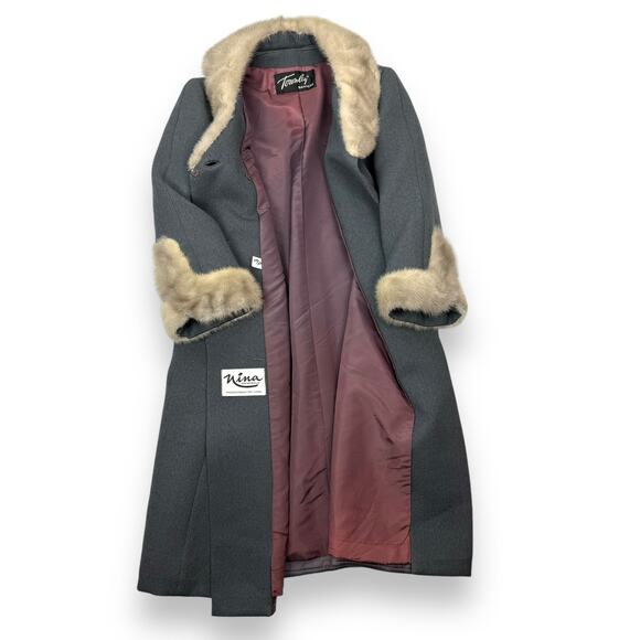 ❌SOLD❌1950's union gray wool and mink fur swing coat by TOWNLEY SAMTERS for NINA - Picture 4 of 14